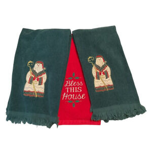 St. Nicholas Square And Cecil Saydah Hand Towels Santa Christmas Embroidered